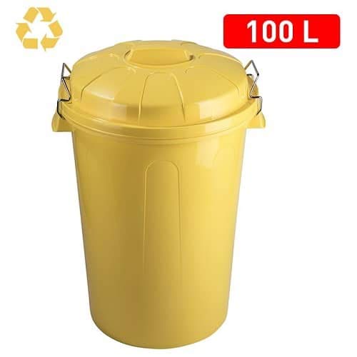 CABLEPELADO Cubo Basura plastico Comunidad con Tapa 100 litros (Amarillo)