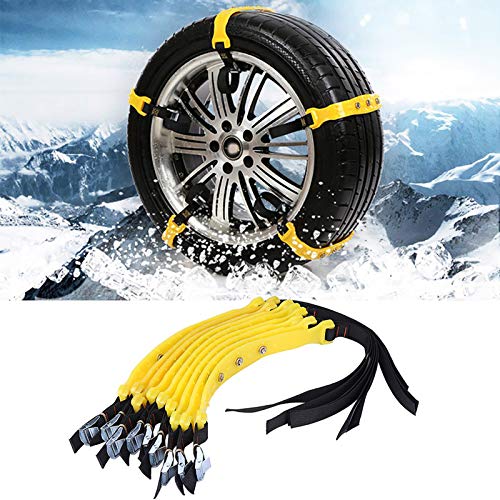 Cadena antideslizante para neumáticos, 10 piezas 185-225 mm Cinturón antideslizante para nieve Cadenas para neumáticos de seguridad para automóviles universales para automóviles, camiones, SUV con bol