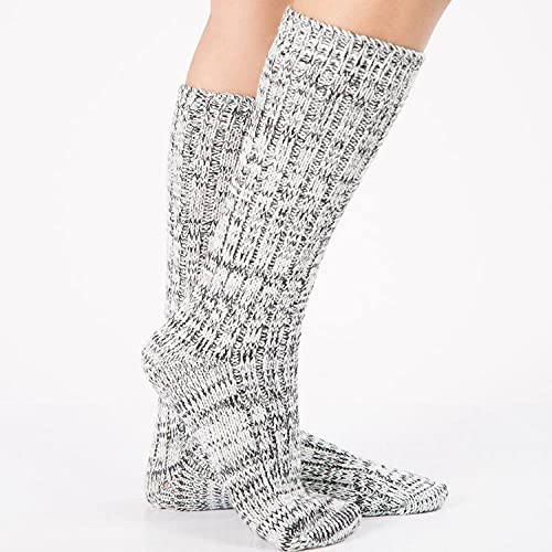 Calcetines Altos Mujer,Calcetines De Mujer Calcetines Térmicos De Punto Con Rayas Blancas De Melange Calcetines De Lana Transpirables Senderismo Que Capilarizan El Sudor Para Hombres Mujeres Invier