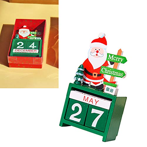 Calendario de Adviento de Madera, Cuenta Regresiva de Navidad, Calendario de Adviento de Santa Claus, Cuenta atrás para Navidad Bloques de Madera Aventores Calendario Santa Claus Ornamentos