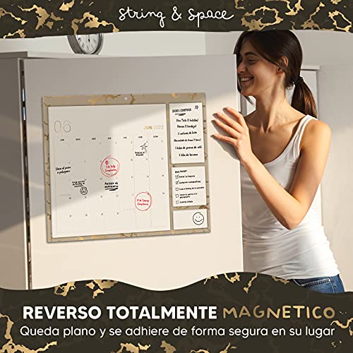 Calendario Familiar 2022, Oro – Vista Mensual, Planificador Familiar con 3 Notas Adhesivas – para la Pared o la Nevera, para Casa o como Organizador de Cocina – a Diciembre de 2022, 30x40cm