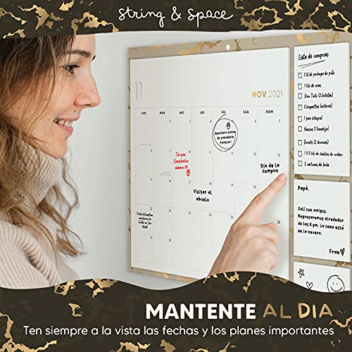 Calendario Familiar 2022, Oro – Vista Mensual, Planificador Familiar con 3 Notas Adhesivas – para la Pared o la Nevera, para Casa o como Organizador de Cocina – a Diciembre de 2022, 30x40cm