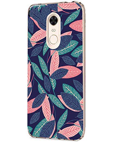 Caler Funda Xiaomi Redmi 5 Plus Case, Suave TPU Gel Silicona Ultra-Delgado Ligera Anti-rasguños Carcasa Dibujos Protección Patrones Animal Lindo (Hojas Frescas)