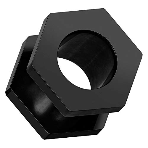 Calibre 0 – 8 mm hexagonal negro anodizado 316L acero quirúrgico calibre de ajuste de tornillo para túnel de la carne Piercing joyería