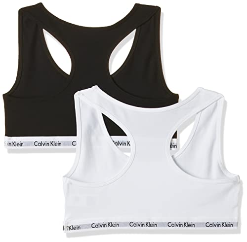 Calvin Klein 2PK Bralette, Ropa Interior para Niñas, Blanco/Negro (White/Black 908), 146