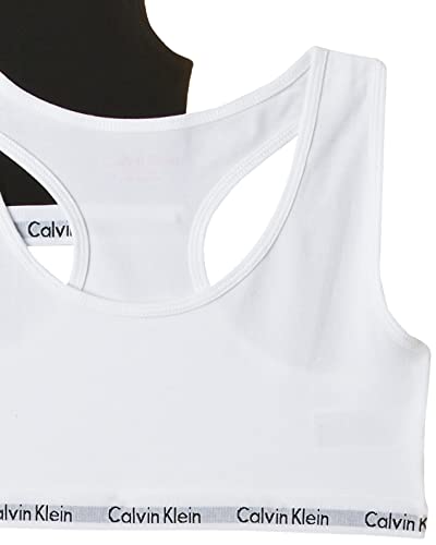 Calvin Klein 2PK Bralette, Ropa Interior para Niñas, Blanco/Negro (White/Black 908), 146