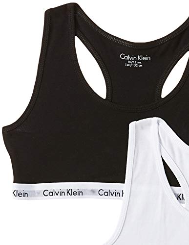 Calvin Klein 2PK Bralette, Ropa Interior para Niñas, Blanco/Negro (White/Black 908), 146