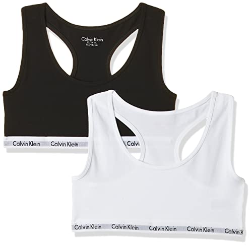 Calvin Klein 2PK Bralette, Ropa Interior para Niñas, Blanco/Negro (White/Black 908), 146