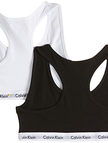 Calvin Klein 2PK Bralette, Ropa Interior para Niñas, Blanco/Negro (White/Black 908), 146