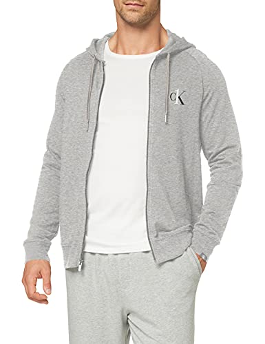 Calvin Klein Full Zip Hoodie Sudadera con Capucha, Grey Heather, M para Hombre