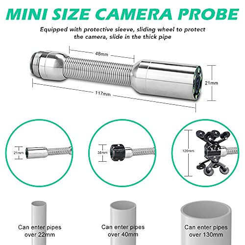 Cámara de Inspección de Tubería de Drenaje, Equipado con Cable de 50Metros Monitor LCD de 9" y Grabador DVR, Impermeable IP68 de Endoscopio de Alcantarillado Herramienta Fontanero Detector de Tuberías