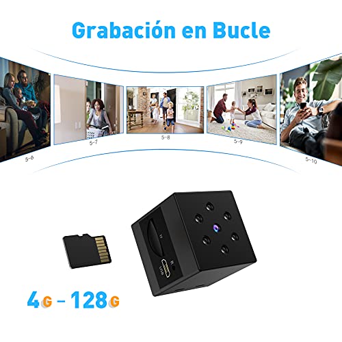Camara Espia Oculta, Full HD Mini Cámara Espía de Vigilancia Camuflada con Sensor de Movimiento y Visión Nocturna Vigilancia Portátil Secreta Compacta Camara Seguridad Pequeña Interior/Exterior
