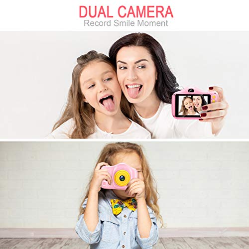 Cámara para Niños Infantil Cámara de Fotos Digital Cámara Juguete para Niños 3.5 Pulgadas 12MP 1080P HD Selfie Video Cámara Regalos Ideales para Niños Niñas de 3-10 Años con Tarjeta TF 32 GB (polvo)