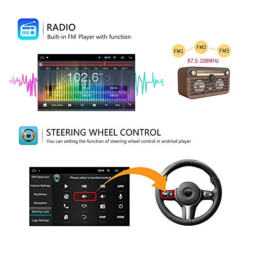 CAMECHO Android Car Radio para Ford GPS Pantalla táctil capacitiva de 7 Pulgadas estéreo para automóvil WiFi Bluetooth FM Dual USB para Ford Focus Mondeo C-MAX S-MAX Galaxy II Kuga