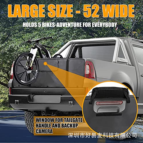 Camioneta pickup para puerta trasera, almohadillas para puerta trasera para bicicleta, cubierta para puerta trasera para bicicleta de 52 ", con 2 bolsillos para herramientas y 5 juegos de bicicletas b