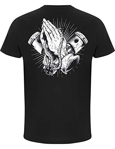 Camiseta: Biker Pray/Motero - Biker/Motocross/T-Shirt Unisex/Oración/Motocicleta/Tuning/Carrera/Chopper/Regalo para Motero (L)