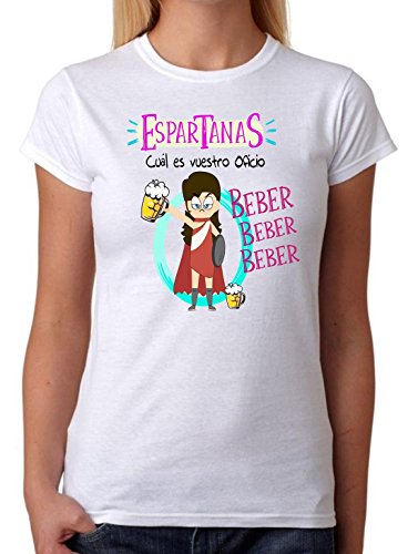 Camiseta Esparatanas cual es Nuestro Oficio, Beber. Camiseta Divertida para Despedidas, Fiestas, Feria, Grupo de Amigas, botellon. (XXL)