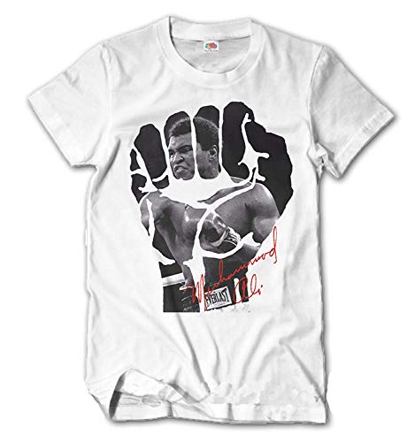 Camiseta Hombre Abdallah Ali Ajustado Cajas Camiseta de Deporte Cassius Clay S-XXL - Blanco, XL