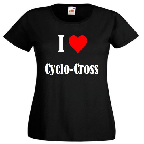Camiseta I Love Cyclo-Cross para mujer, hombre y niños en los colores negro, blanco y rosa Negro XXL