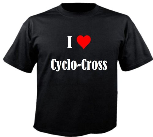 Camiseta para mujer y niño, diseño con texto en inglés "I Love Cyclo-Cross", color negro y blanco y rosa Negro XXL