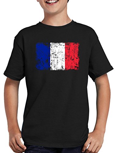 Camiseta para niños, diseño de bandera de Francia negro 98-104 cm