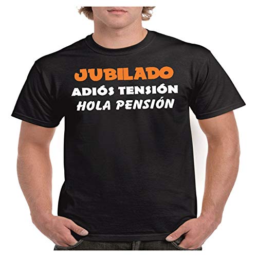 camisetas divertidas Jubilado, Adios tensión Hola pensión New - para Hombre Camisetas Talla XL Color Negro LA