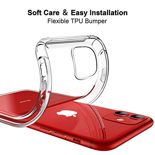 CANSHN Funda para iPhone 11, Carcasa Protectora Antigolpes Transparente con Parachoques de TPU Suave Flexible [Slim Delgada] Anti-Choques Compatible para Apple iPhone 11 6,1” - Transparente