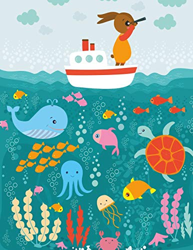 Captain Rabbit Drawing Book: Children Sketch and Draw Book, Cute Rabbit in Boat Octopus Sea Turtle Whale Jelly Fish Swim In Ocean Large 8.5 X 11 Inches