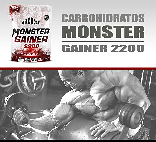 Carbohidratos MONSTER GAINER 2200 - Suplementos Alimentación y Suplementos Deportivos - Vitobest (Fresa, 3 Kg)