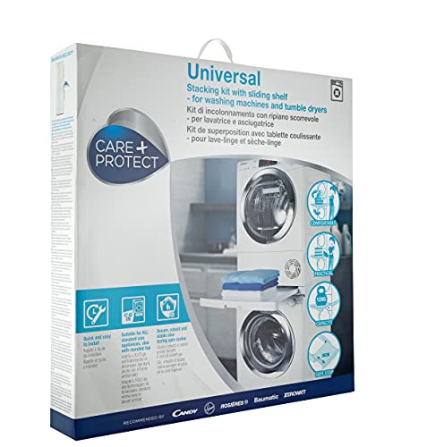 CARE + PROTECT Kit de Unión Universal para Lavadoras y Secadoras con Estante Deslizante, Apto para Lavadoras con Profundidad 47-62 cm