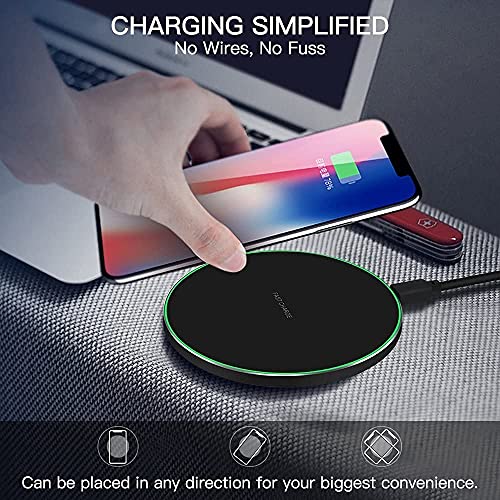 Cargador Inalámbrico Qi Wireless Charger Cargador de inducción para iPhone 13/12/11/XS MAX/XR/X/8, Galaxy S20/20+/20 Ultra, AirPods Pro Samsung Note 10, Huawei P40 Pro/P30 Auricular etc