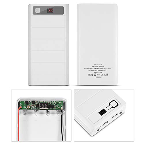 Cargador Portátil de Gran Capacidad 20000mAh, 18650 Banco de Baterías de 5V / 2A con Salida USB Dual, Kit de Banco de Energía de Carga Rápida con Entrada Tipo C Y Entrada Micro USB(blanco)