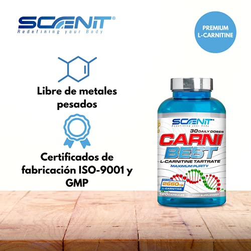 CARNI BEST | L Carnitina (2660 mg) | 120 cápsulas veganas | Suplemento deportivo con L Carnitina Tartrato pura | Ayuda a la metabolización eficiente de las grasas y mejorar el rendimiento deportivo