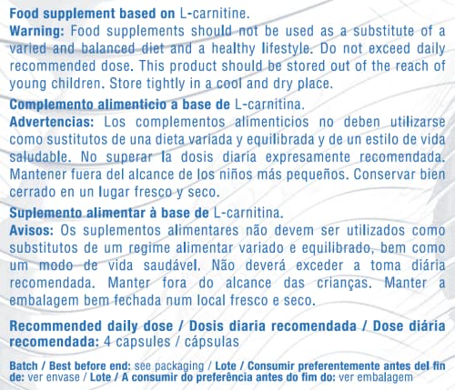 CARNI BEST | L Carnitina (2660 mg) | 120 cápsulas veganas | Suplemento deportivo con L Carnitina Tartrato pura | Ayuda a la metabolización eficiente de las grasas y mejorar el rendimiento deportivo