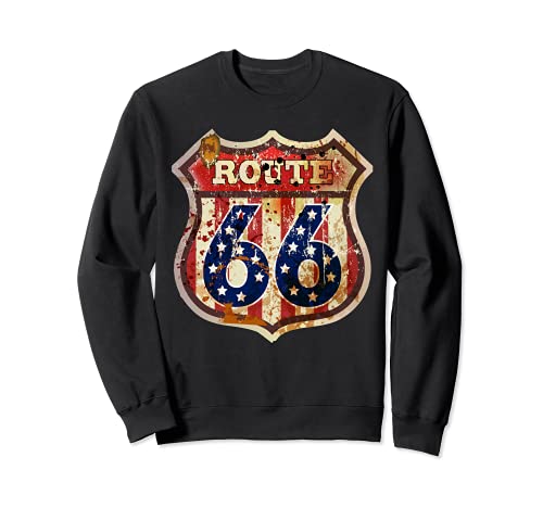 Carretera Ruta 66 Cartel retro vintage Camiseta Biker USA Sudadera