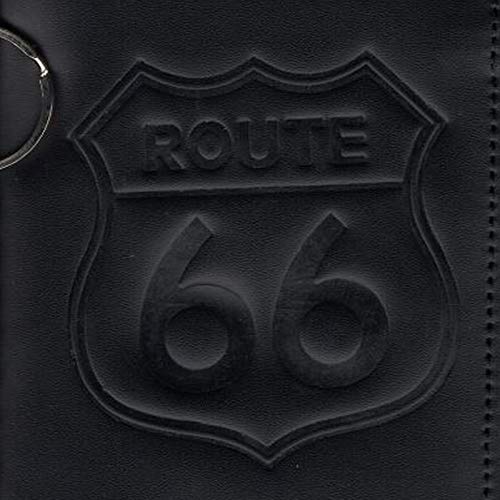 Cartera Biker de piel con diseño de Europa Route 66 negra.