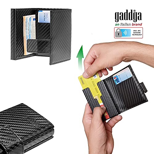 Carteras Tarjeteros para Tarjetas de Credito para Hombre gaddga® 2.0 Ultraligero Metalico Bloqueo RFID/NFC Porta Tarjetas de Crédito Billetes, de Cuero PU y Fibra de Carbono Pequeña Clip (no Monedero)