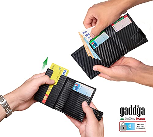 Carteras Tarjeteros para Tarjetas de Credito para Hombre gaddga® 2.0 Ultraligero Metalico Bloqueo RFID/NFC Porta Tarjetas de Crédito Billetes, de Cuero PU y Fibra de Carbono Pequeña Clip (no Monedero)