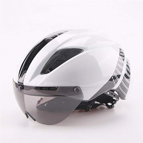 Casco Bicicleta Yuan Ou 280g Aero Ultra-Ligero TT Casco de Bicicleta de Carretera In-Mold Racing Ciclismo Bicicleta Deportes Casco de Seguridad Contrarreloj Casco de Ciclismo L57-61cm Negro Blanco