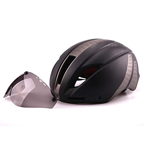 Casco Bicicleta Yuan Ou 280g Aero Ultra-Ligero TT Casco de Bicicleta de Carretera In-Mold Racing Ciclismo Bicicleta Deportes Casco de Seguridad Contrarreloj Casco de Ciclismo L57-61cm Negro Blanco