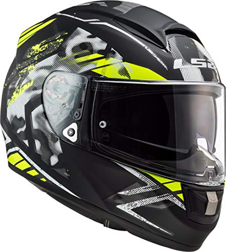 Casco de moto LS2 FF397 VECTOR FT2 STENCIL BLACK H-V YELLOW, Negro/Amarillo, L