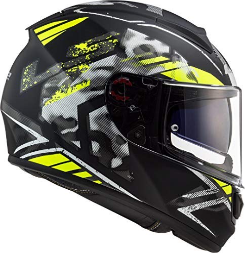 Casco de moto LS2 FF397 VECTOR FT2 STENCIL BLACK H-V YELLOW, Negro/Amarillo, L