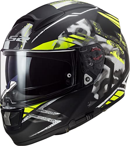 Casco de moto LS2 FF397 VECTOR FT2 STENCIL BLACK H-V YELLOW, Negro/Amarillo, L