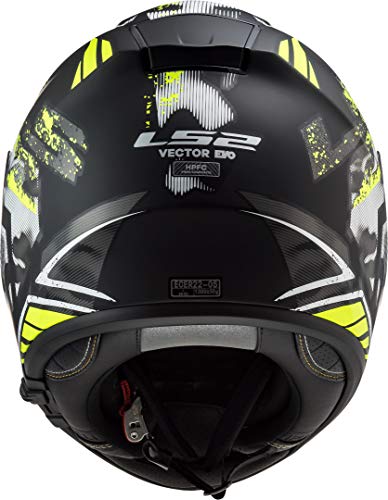 Casco de moto LS2 FF397 VECTOR FT2 STENCIL BLACK H-V YELLOW, Negro/Amarillo, L