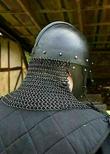 Casco retro medieval Viking Raven Chainmail Battle Armor casco réplica regalo de año nuevo negro