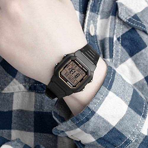 Casio Collection W-800HG-9AVES, Reloj Cuadrado con Luz LED para Hombre, Negro