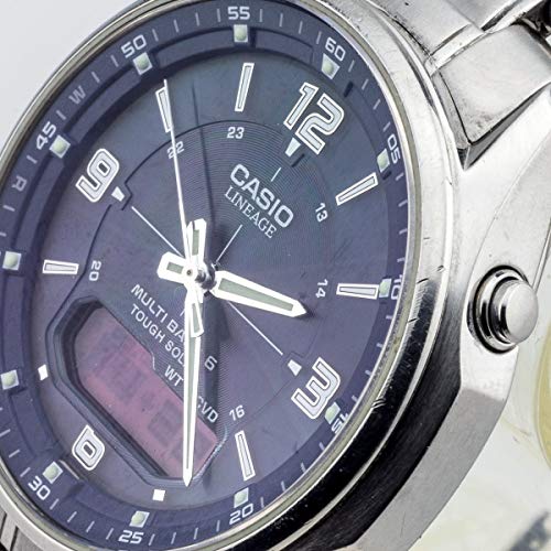 Casio WAVE CEPTOR Reloj Radiocontrolado y solar, Cristal de zafiro, Caja sólida de acero inoxidable, Azul, para Hombre, con Correa de Acero macizo, LCW-M100DSE-2AER