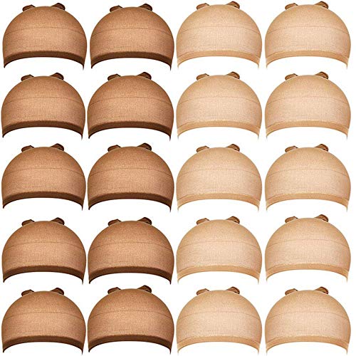 Casquillo para Pelucas,Paquete de 12 Gorros de Peluca de Nylon Elástico de 6 Gorros de Redecilla Marrón + 6 Gorros de Nude Redecillas de Pelo Peluca para Mujeres y Hombres