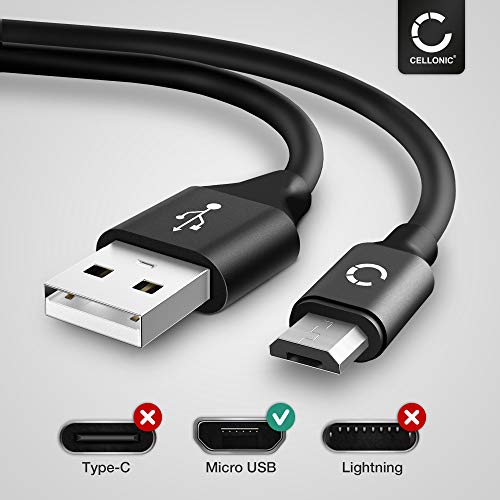 CELLONIC® Cable USB datos 2m compatible con Plantronics Voyager 5200 UC,Focus UC,6200 UC, 4220 UC,Focus B825,BackBeat Fit 3100,Pro,Pro 2, cable de carga Micro USB a USB A 2.0 2A negro conexión USB PVC