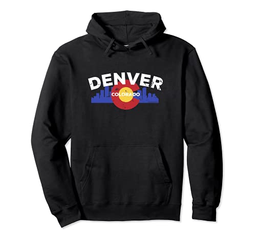 Centro de Denver Colorado Bandera Skyline Sudadera con Capucha